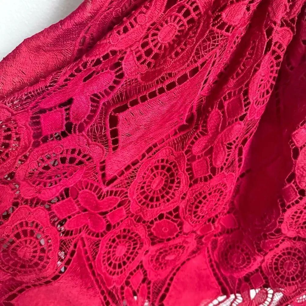 MAEVE x ANTHROPOLOGIE | NWT Red Lace Lined Cross Strap Babydoll Dress | Size 4 - Picture 6 of 12